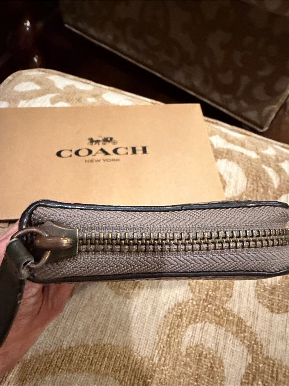 Coach Snake-Print Zip Wallet in Gray and Black Tones - lavender interior 💜